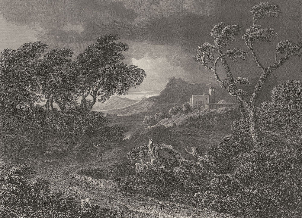 A LAND STORM. Gaspar Poussin 1835 old antique vintage print picture